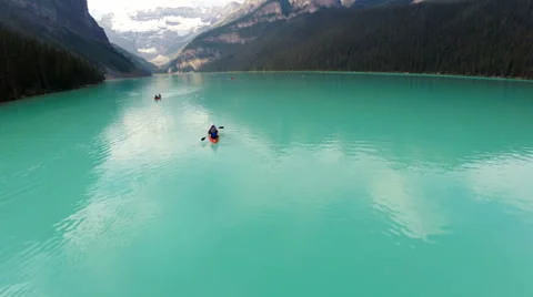 Aerial flythrough of beautiful lake and mountains Stock Footage