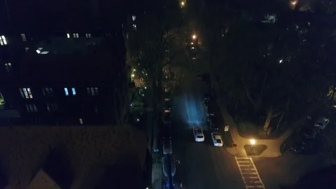 Aerial of Foggy Streets in Forest Hills, Queens, New York Stock Footage