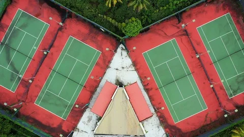 Aerial footage of 4 tennis courts Stock Footage