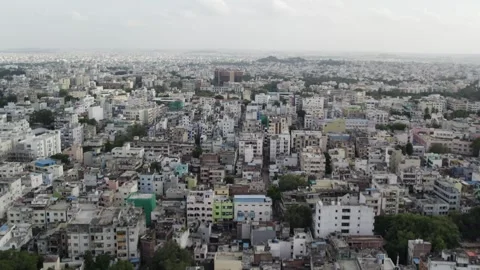 Aerial footage in 4K 60 frames resolution of an Indian city in the morning 動画素材 252246514
