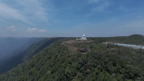 Aerial footage above the cliff of Bokor mountain, Kampot province, Cambodia Stock Footage 317094264