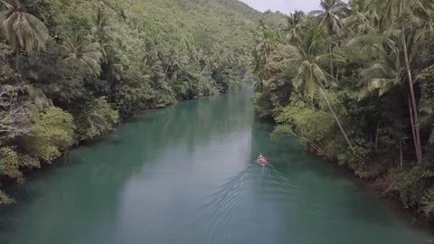 Aerial footage above the Loboc river on Bohol Island in Philippines Stock Footage 124075853