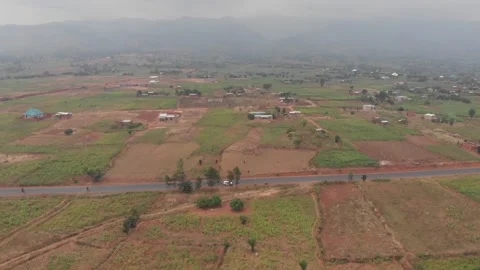 Aerial footage of  agricultural land  in Burundi- East Africa Stock Footage