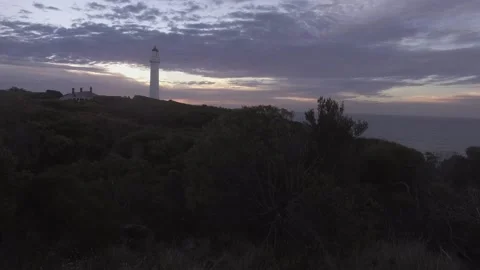 Aerial footage of approaching split point lighthouse, Great Ocean Road Stock Footage 89482666