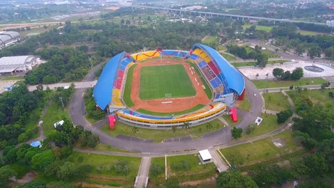 Aerial Footage of Asian Games 2018 Stadium in Palembang, Indonesia Stock Footage 127745877