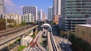 Aerial Footage Brickell Metromover Station Sw 1St Avenue Stock Footage