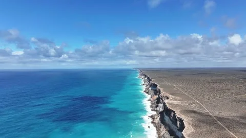 Aerial footage of Bunda Cliffs Nullabor South Australia Stock Footage 325950685