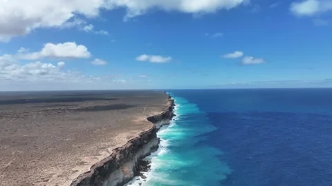 Aerial footage of Bunda Cliffs Nullabor South Australia Stock Footage 325951214