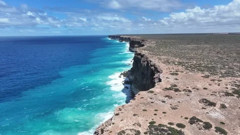 Aerial footage of Bunda Cliffs Nullabor South Australia Stock Footage 325951457