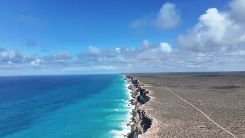 Aerial footage of Bunda Cliffs Nullabor South Australia Stock Footage 325952271