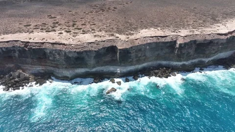 Aerial footage of Bunda Cliffs Nullabor South Australia Video stock 327109295