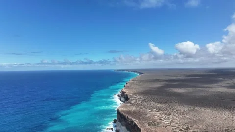 Aerial footage of Bunda Cliffs Nullabor South Australia Video stock 327109309