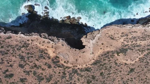 Aerial footage of Bunda Cliffs Nullabor South Australia Stock Footage 327109432