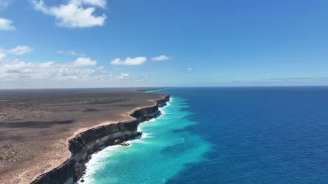 Aerial footage of Bunda Cliffs Nullabor South Australia Stock Footage 327109444