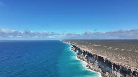 Aerial footage of Bunda Cliffs Nullabor South Australia Stock Footage 327109486