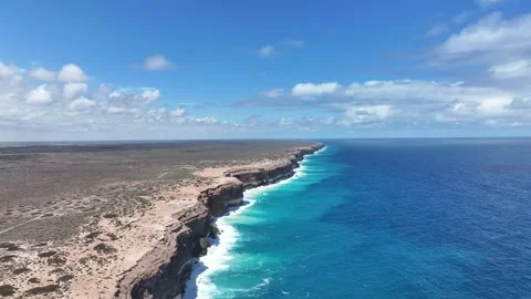 Aerial footage of Bunda Cliffs Nullabor South Australia Stock Footage 327109546