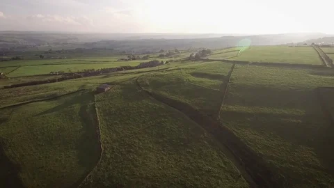Aerial footage of Calderdale, Yorkshire, UK Stock Footage