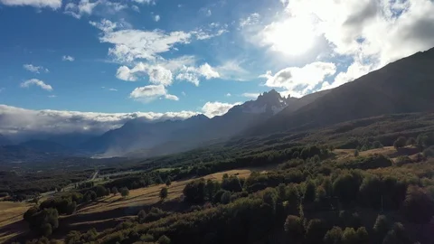 Aerial Footage Cerro Castillo Patagonia Chile Stock Footage