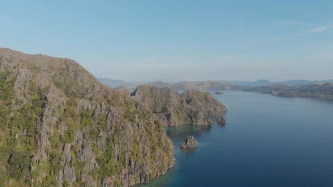 Aerial footage of cliff - push in shot Stock Footage