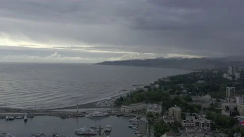 Aerial footage. Cloudy sky over the sea. Stock Footage