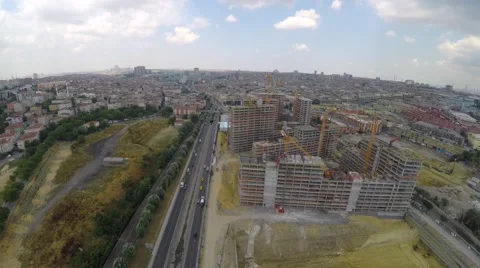 Aerial footage of construction site Stock Footage