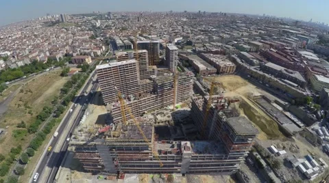 Aerial footage of construction site Stock Footage