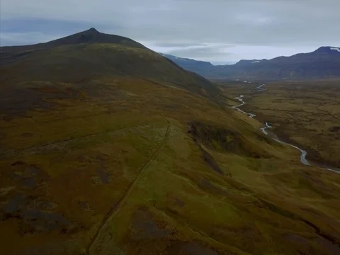 Aerial footage of dramatic wild icelandic highland landscape. Stock Footage 80947079