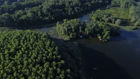 Aerial Footage Drone - Koviljski Rit, Kovilj, Vojvodina, Summer Time, Sunrise Stock Footage