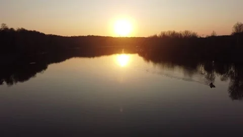 Aerial Footage From A Drone Of Sup Surfing On Sunset Stock-Footage 220505853