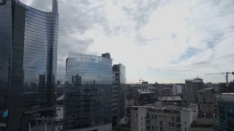 Aerial footage drone view Milan skyscraper Stock Footage 123777231