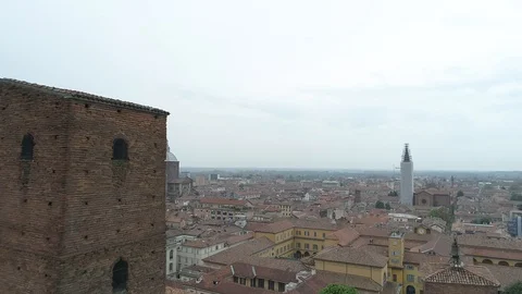 Aerial footage drone view of monuments and skyline of Pavia Stock Footage 100324592