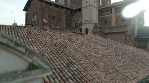 Aerial footage drone view of monuments and skyline of Pavia Stock Footage 100325922