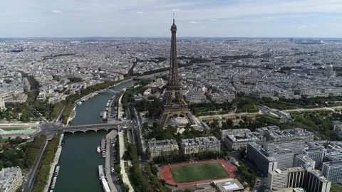 Aerial footage of the Eiffel Tower Stock Footage 94237053