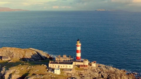 Aerial Footage - Eilean Glas Lighthouse, Scotland Stock Footage 127040316