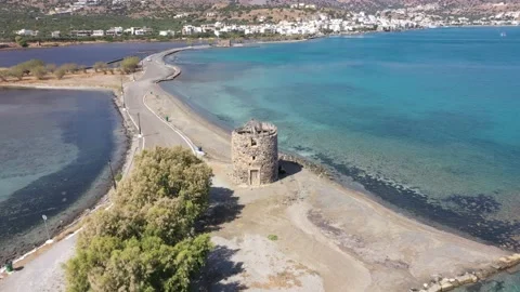 Aerial footage of Elounda, Crete. Stock Footage