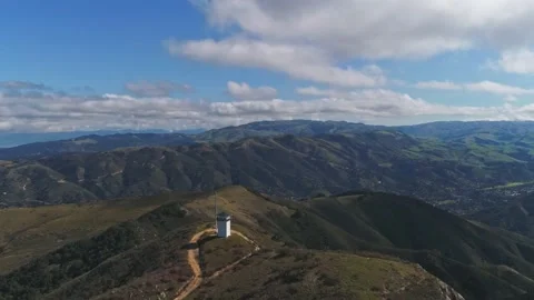 Aerial Footage Of Fire Tower Overlooking Carmel Valley With Clouds In Sky Stock Footage 217281803