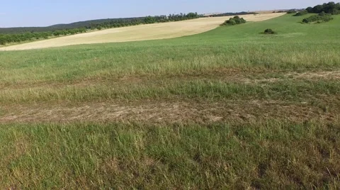 Aerial footage of a flight over fields Stock Footage 52154875