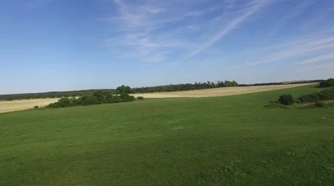Aerial footage of a flight over fields Stock Footage 52155477
