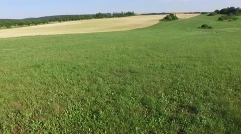 Aerial footage of a flight over fields Stock Footage 52155679