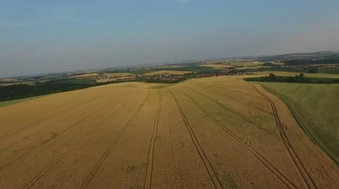 Aerial footage of a flight over fields Stock Footage 52158743