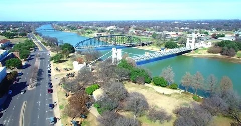 Aerial Footage - Flight Over The Front Of The Branding The Brazos Sculpture Stock Footage 71804341