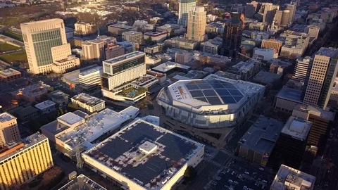 Aerial Footage Golden 1 Center Downtown Sac Midtown Top Down Stock Footage