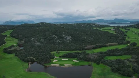 Aerial footage of a golf course Video stock 232396653