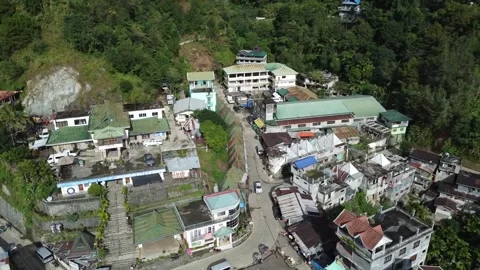 Aerial footage of a heritage town located in Mayoyao Ifugao Philippines Stock Footage 243897953