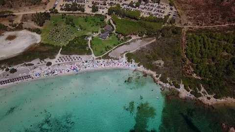 Aerial footage high altitude beach in Sardinia Stock Footage 99037053