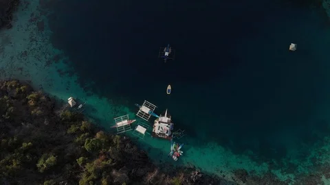 Aerial footage of lagoon - push in shot Stock Footage