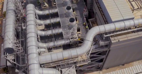 Aerial footage of a large industrial complex Stock Footage 63496830