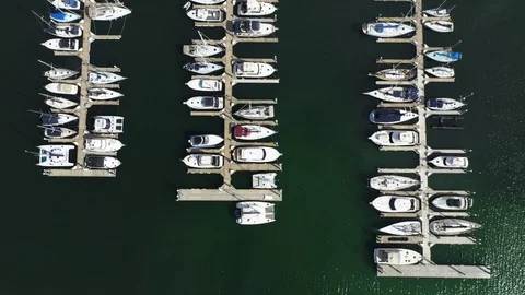 Aerial Footage of marina top down Stock Footage