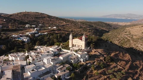 Aerial Footage of Monestary in Paros, Greece Stock Footage