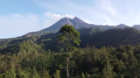 Aerial Footage of Mount Merapi from Klangon Selman Yogyakarta Stock Footage 247269677